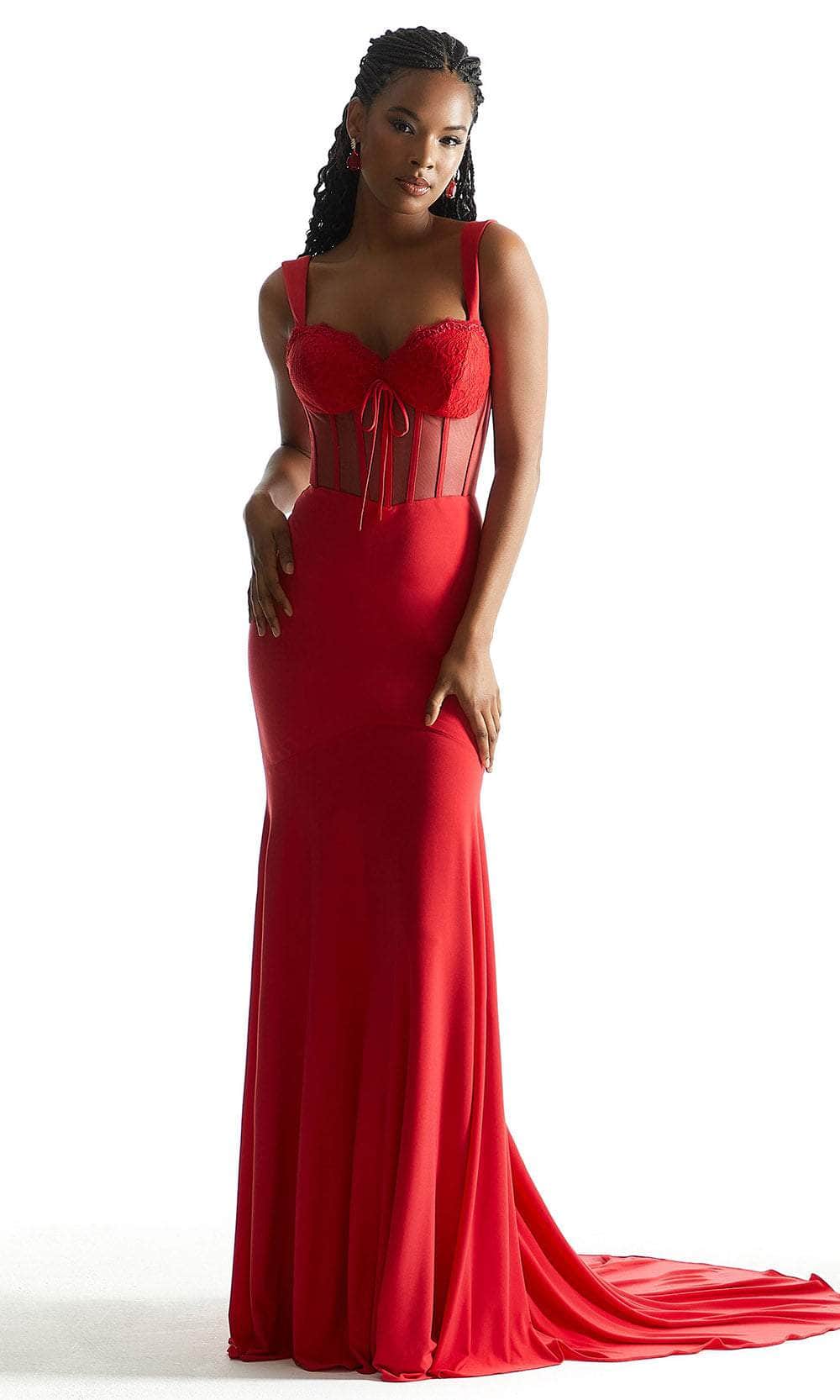 Mori Lee 49061 - Long Lace, Net, Jersey Sheath Dress