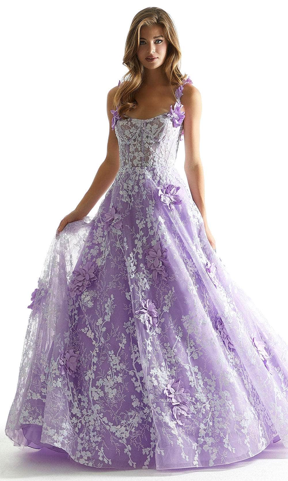 Mori Lee 49072 - Floral Illusion Prom Dress Prom Dress 00 /  Orchid