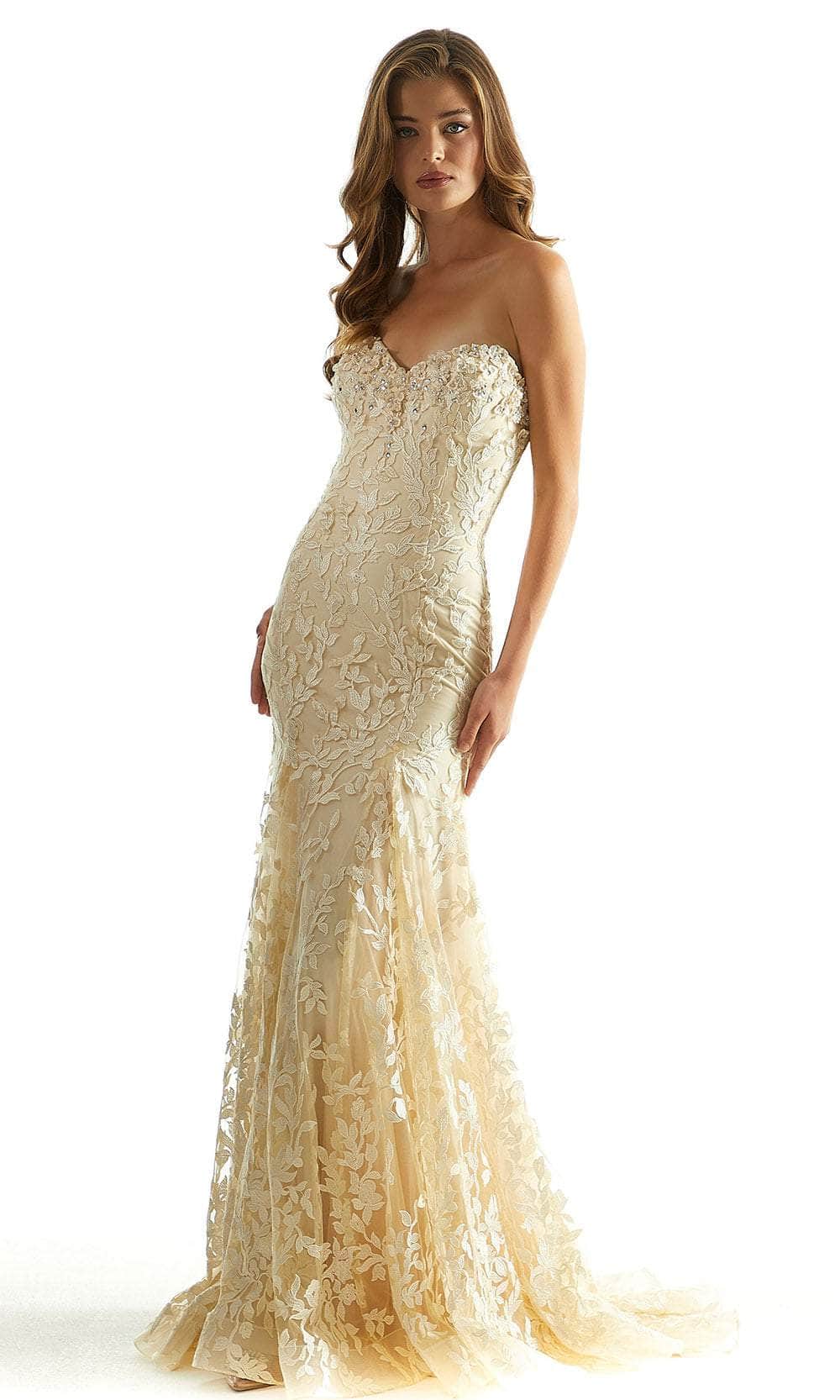 Mori Lee 49079 - Botanical Fitted Prom Dress Prom Dress 00 /  Champagne