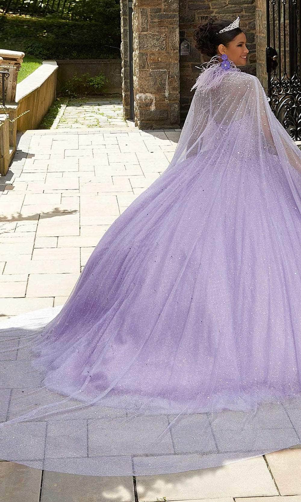 Mori Lee 89334 - Arm Sleeved Feathered Crystal Ballgown Ball Gowns