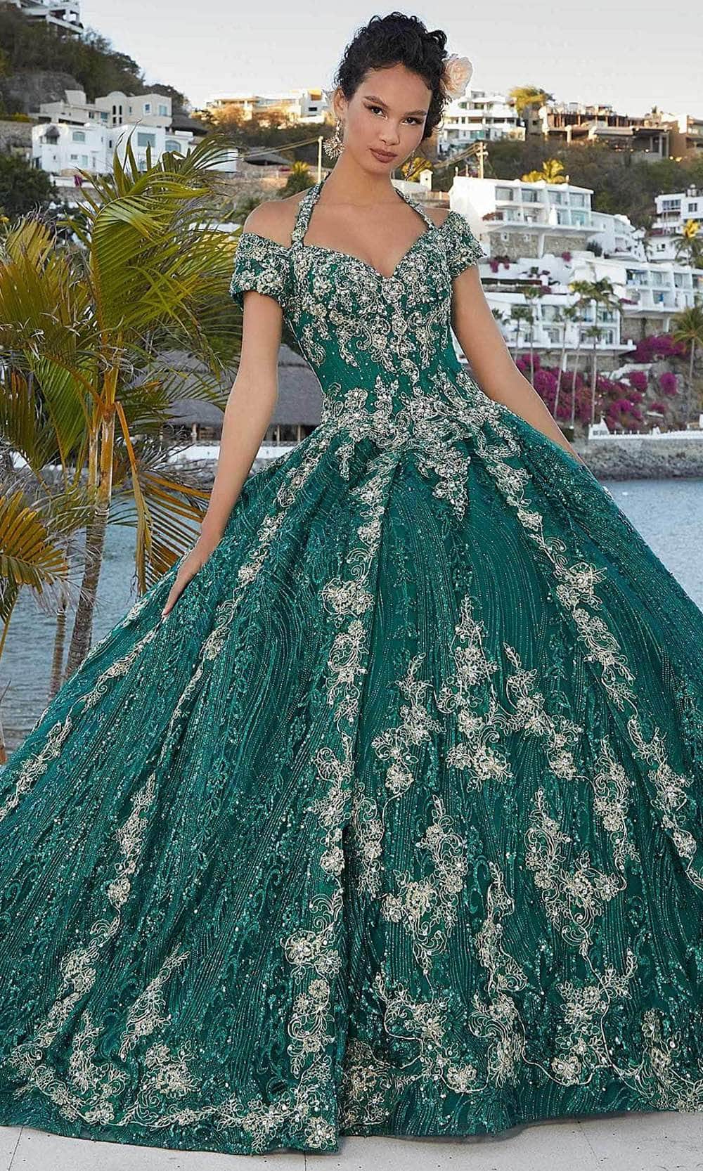 Mori Lee 89351 - Queen Anne Neck Quinceanera In Green