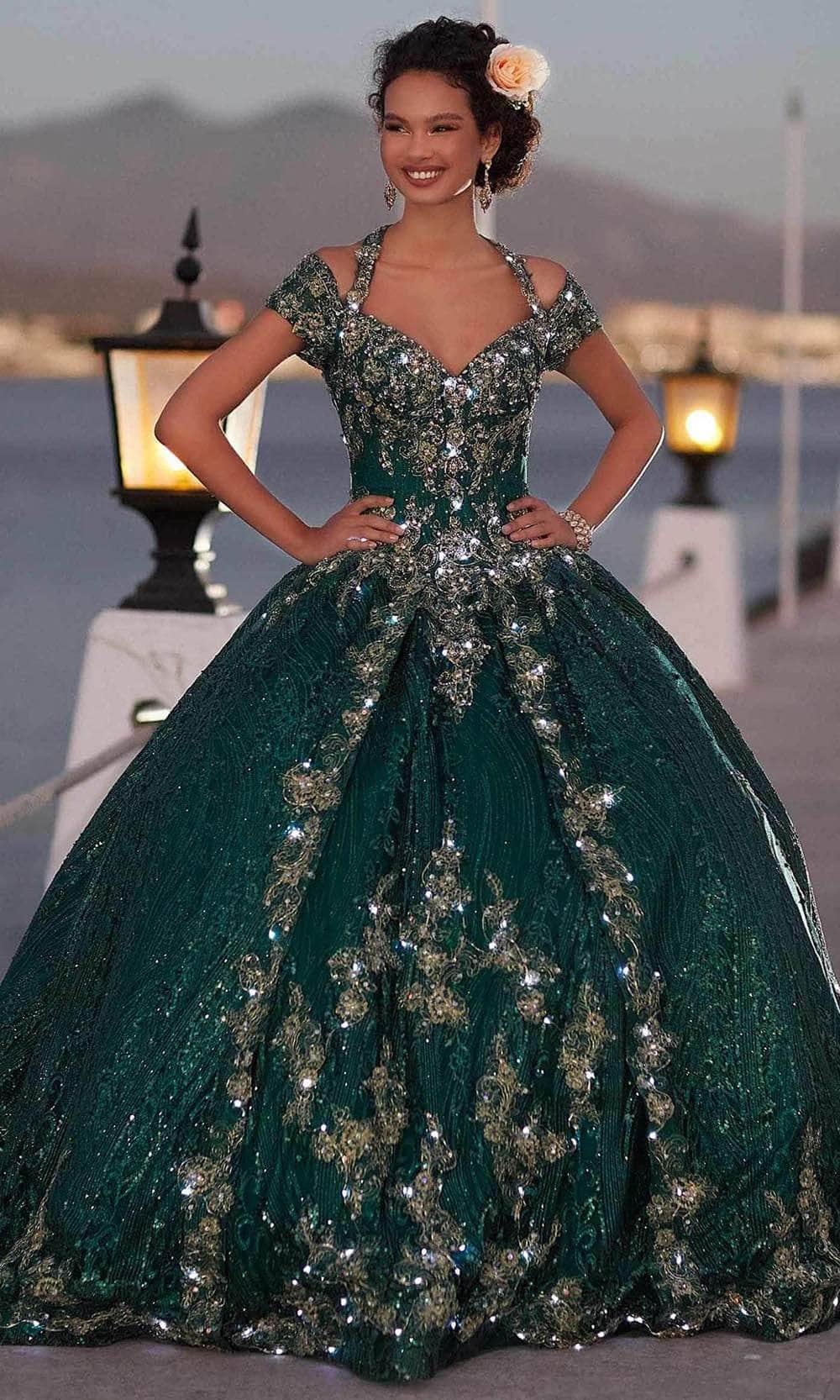 Mori Lee 89351 - Queen Anne Neck Quinceanera In Green