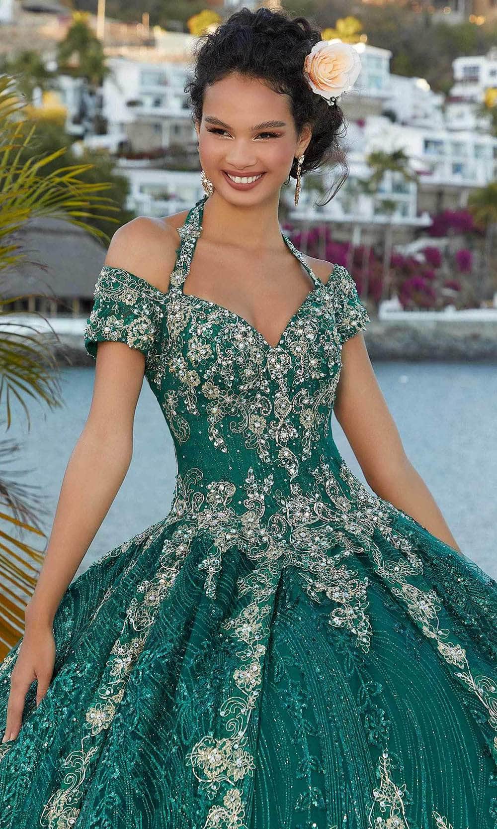 Mori Lee 89351 - Queen Anne Neck Quinceanera In Green