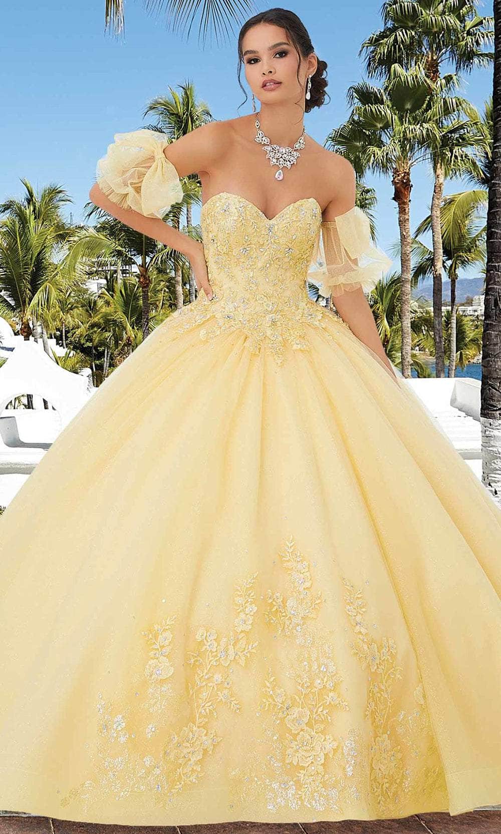morilee yellow prom dress Morilee Prom 49075 Beaded Formal A Line Long Prom Dress