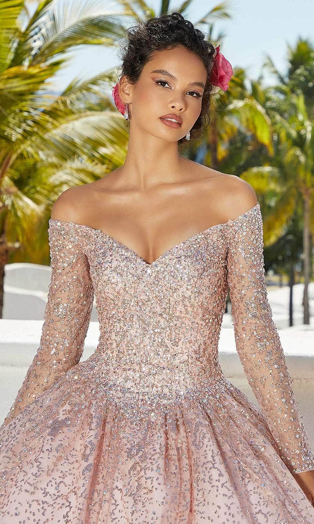 Mori Lee 89355 - Beaded Long Sleeves Quinceñera Dress Prom Dresses