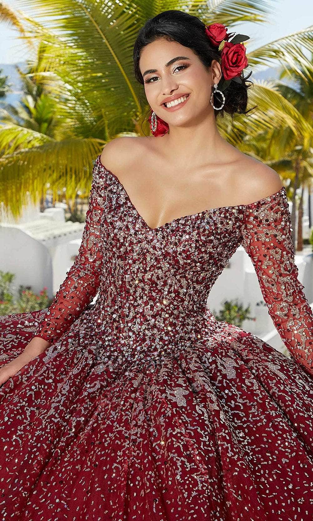 Mori Lee 89355 - Beaded Long Sleeves Quinceñera Dress Prom Dresses