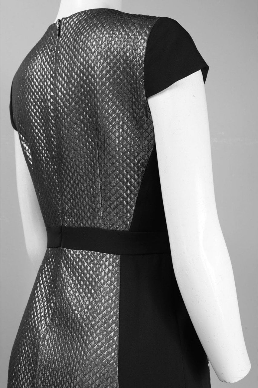 Muse - M2653M Metallic Quilt Short Dress in Silver and Black