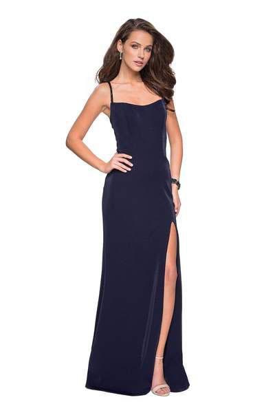 La Femme - 27089SC Two Tone Scoop Neck Jersey Dress