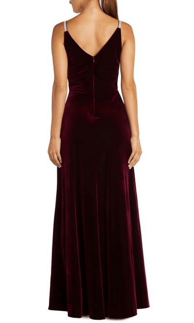 Nightway 22093 - Rhinestone Accent V-Neck Evening Gown Special Occasion Dress