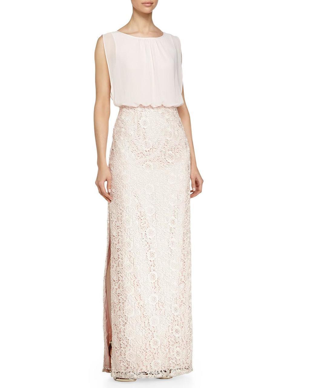 Aidan Mattox - 251704760SC Blouson Laced Long Dress with Slit