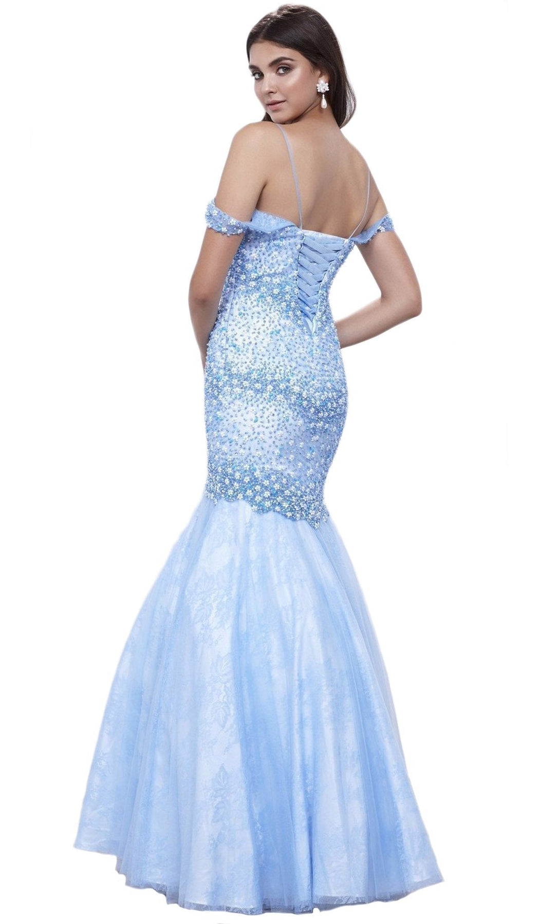 Nox Anabel - 8328 Beaded Off-Shoulder Trumpet Evening Gown Special Occasion Dress