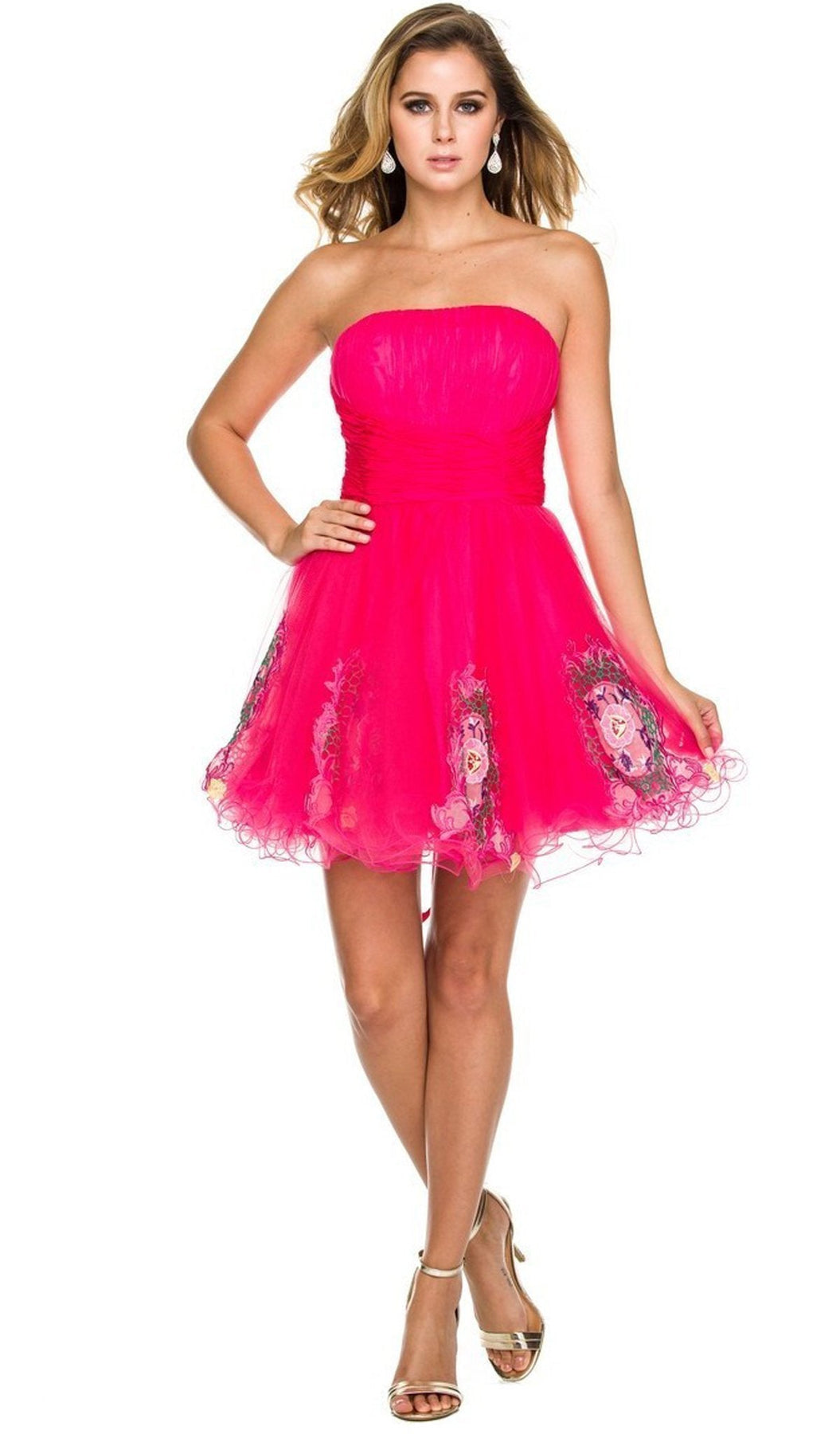 Nox Anabel - 6041 Ruched A-Line Dress Special Occasion Dress XS / Fuchsia