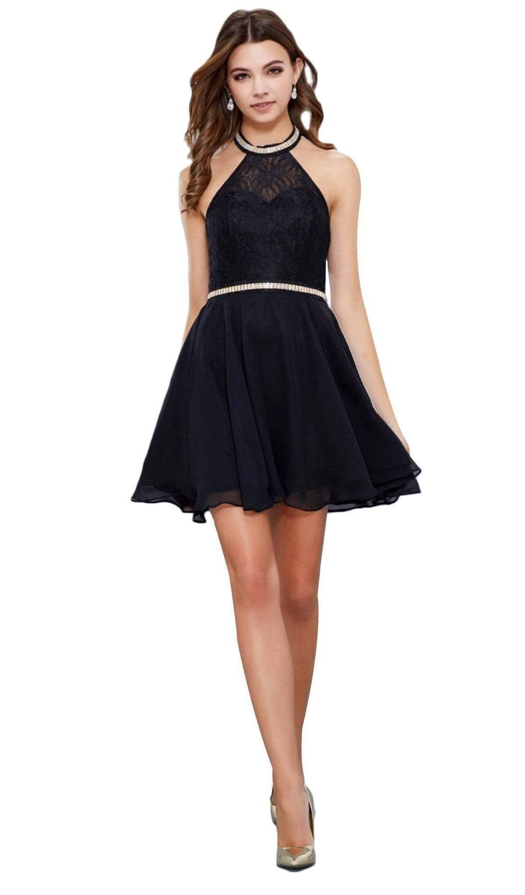Nox Anabel - 6225 Illusion High Halter Lace Cocktail Dress Special Occasion Dress