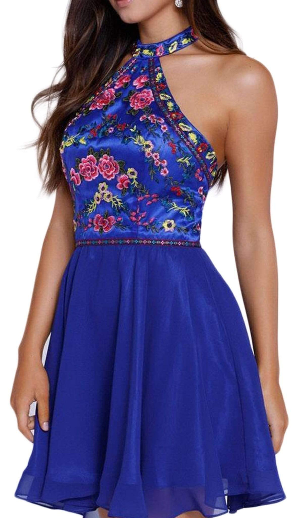 Nox Anabel - 6235 Embroidered Halter Chiffon Short Dress Special Occasion Dress