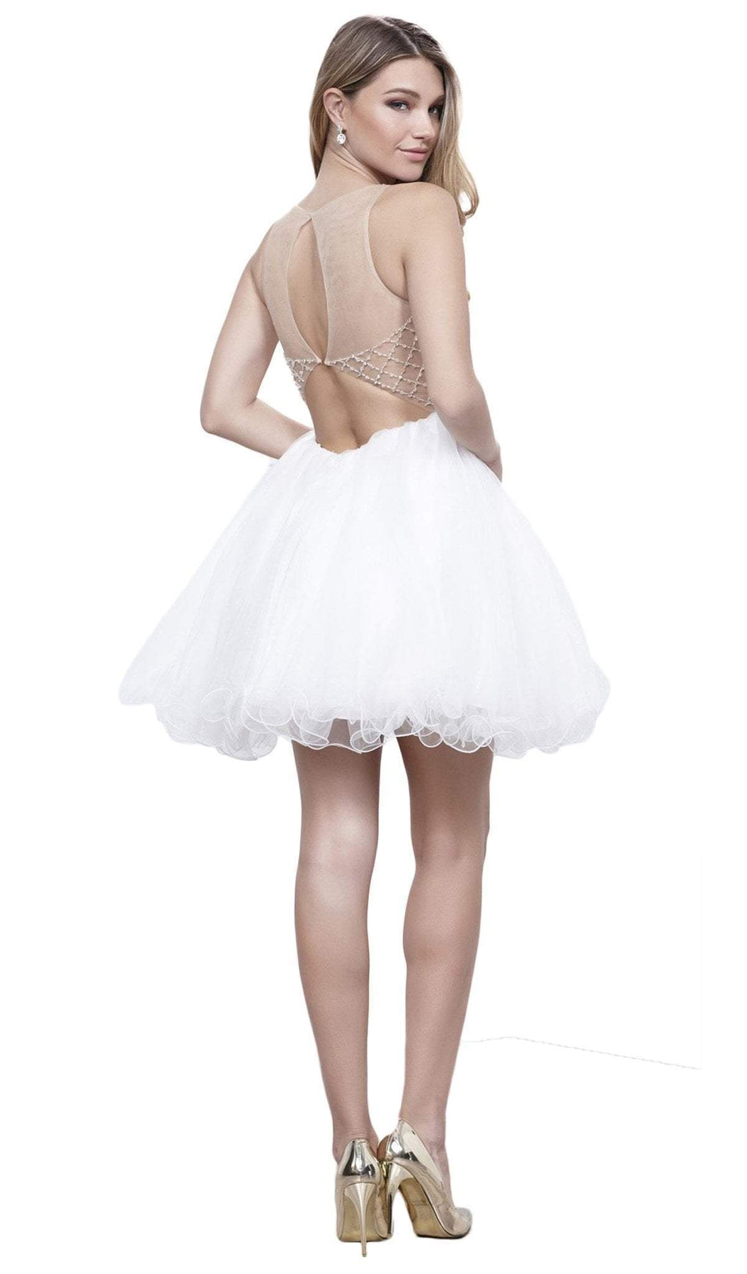 Nox Anabel - 6271 Bead-Embellished Illusion Cocktail Dress Special Occasion Dress