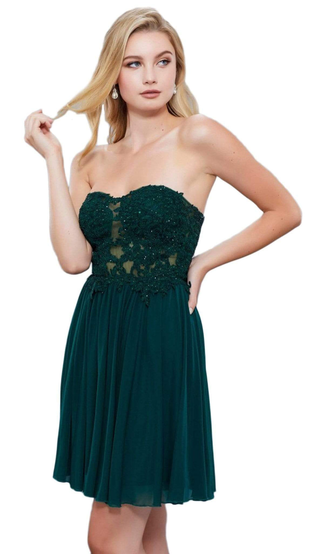 Nox Anabel - 6314 Strapless Embellished Sweetheart Cocktail Dress Cocktail Dresses