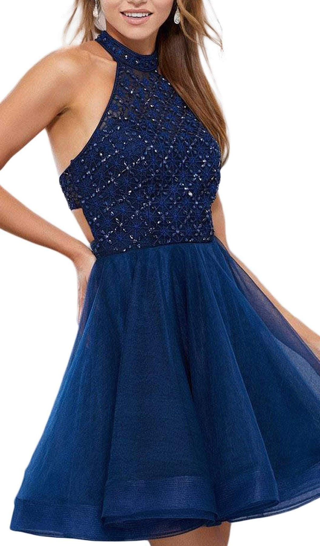 Nox Anabel - 6316 Illusion High Halter A-line Dress Special Occasion Dress