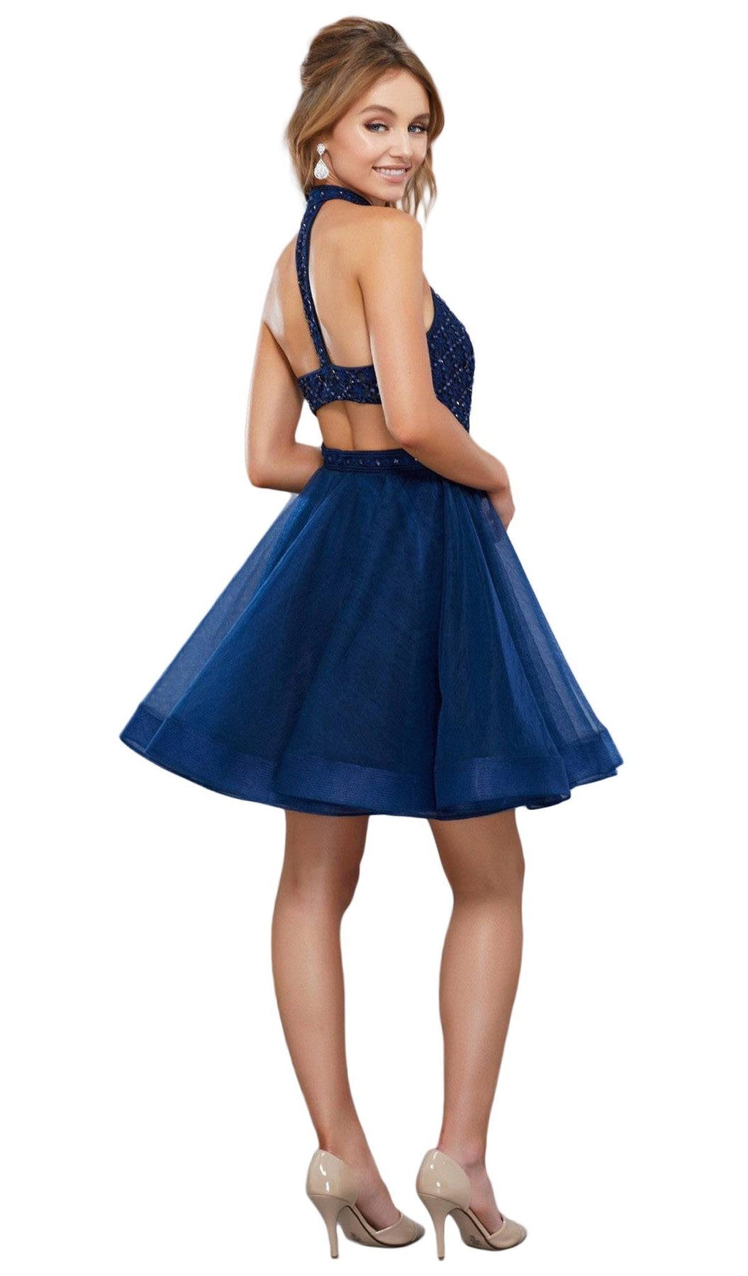 Nox Anabel - 6316 Illusion High Halter A-line Dress Special Occasion Dress