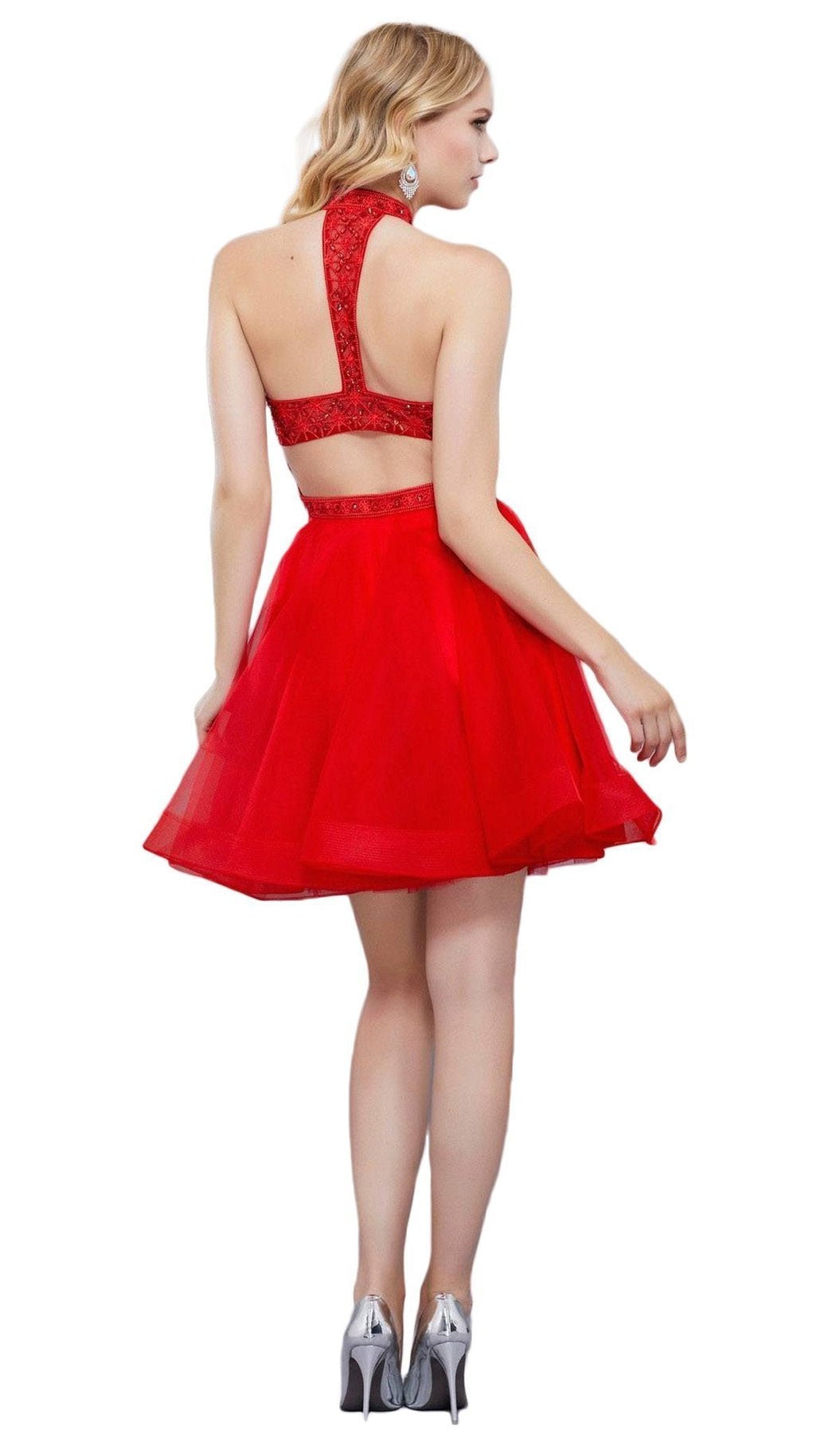 Nox Anabel - 6316 Illusion High Halter A-line Dress Special Occasion Dress