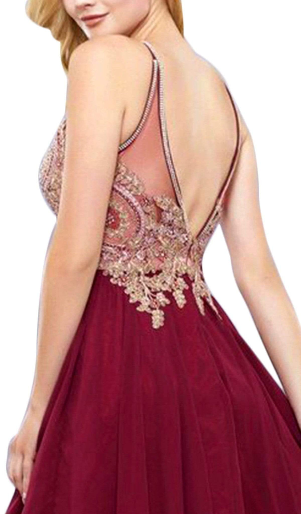 Nox Anabel - 6324 Ornate Lace Cutout Bodice Halter Dress Special Occasion Dress