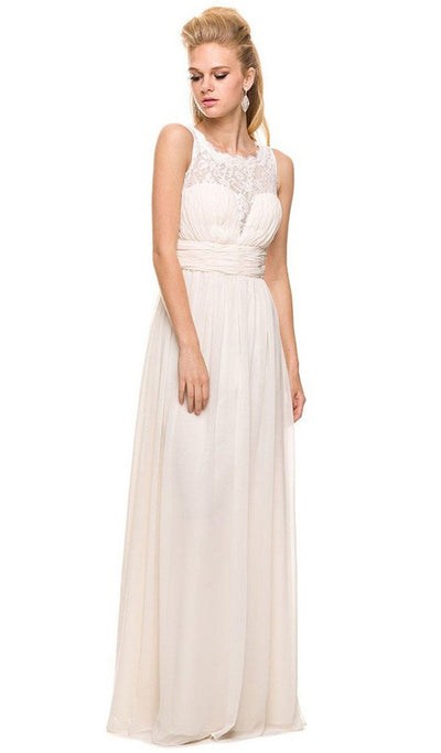 Nox Anabel - 7126 Sleeveless Lace and Chiffon A-Line Evening Dress Special Occasion Dress XS / Ivory