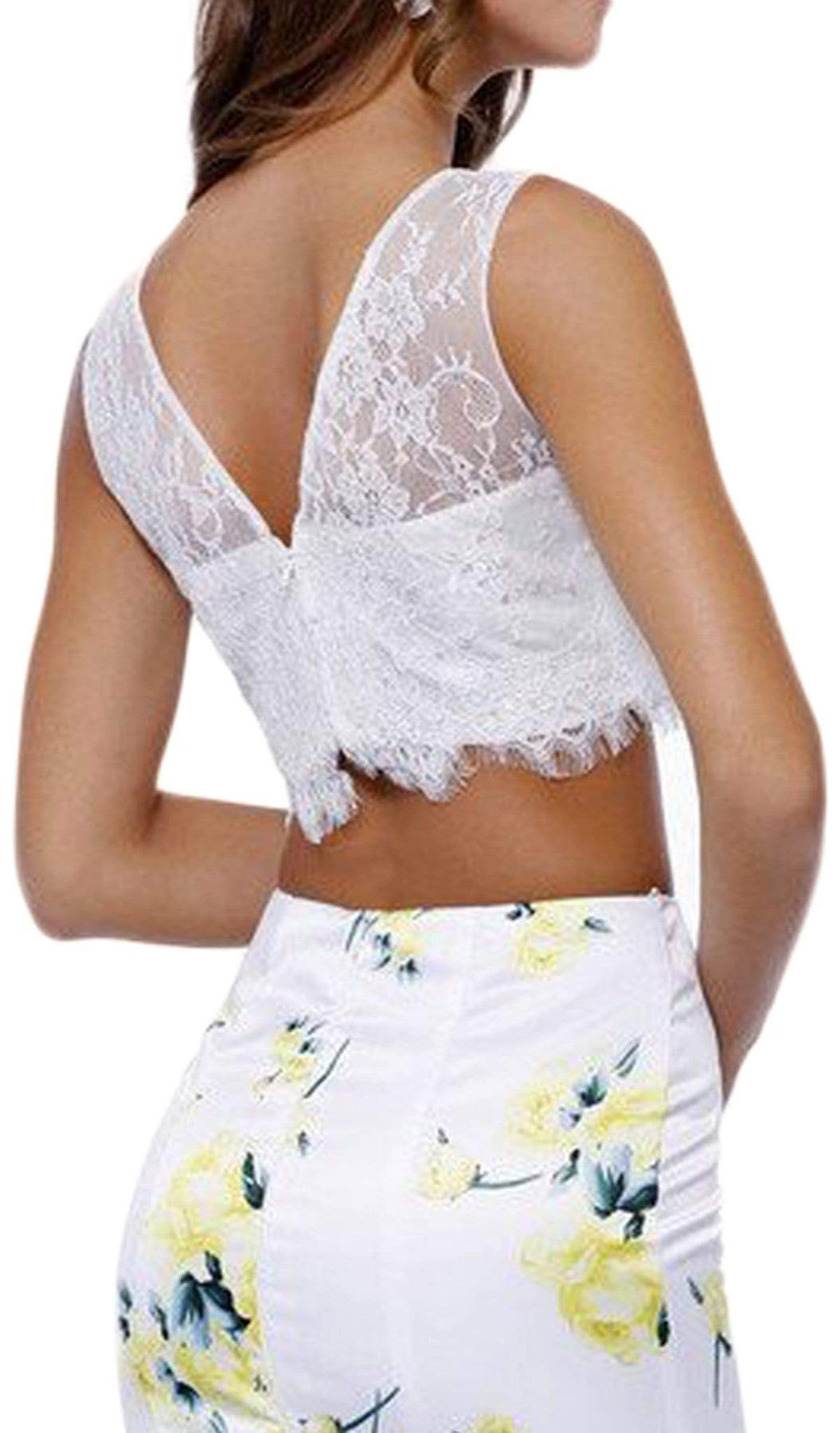 Nox Anabel - 8208 Two Piece Laced Jewel Floral Trumpet Evening Gown Special Occasion Dress