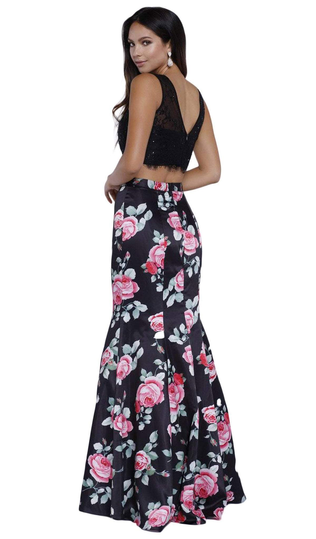 Nox Anabel - 8268 Sleeveless Lace Floral Mermaid Evening Dress Special Occasion Dress