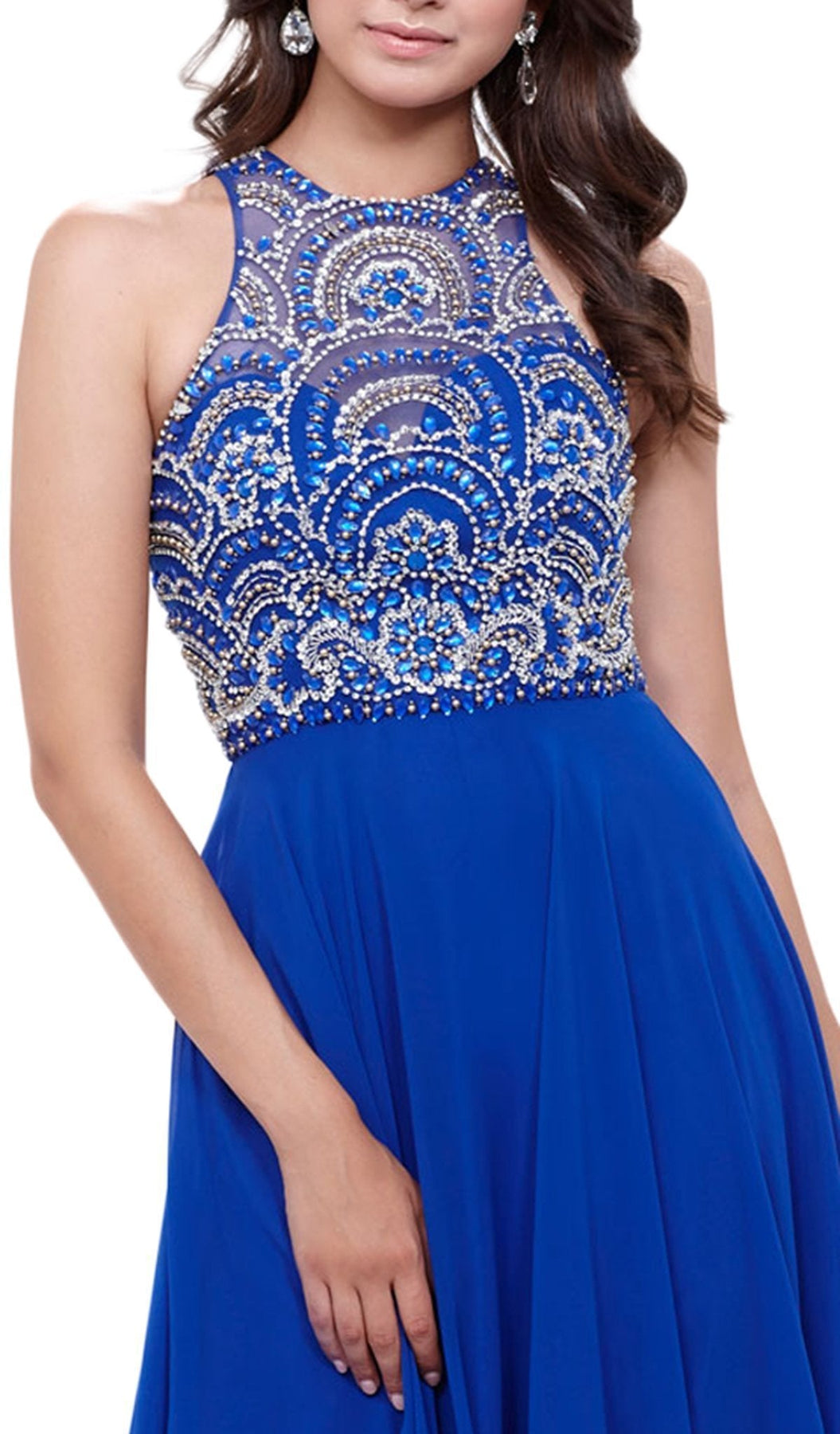 Nox Anabel - 8277 Sleeveless High Neck Beaded Bodice A-line Dress Special Occasion Dress