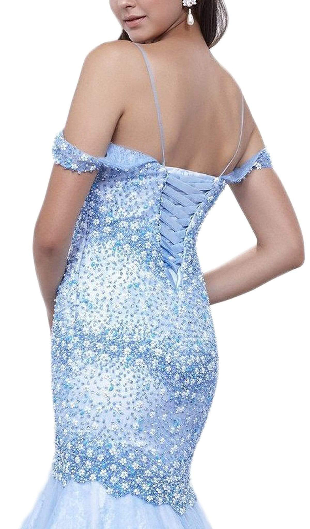 Nox Anabel - 8328 Beaded Off-Shoulder Trumpet Evening Gown Special Occasion Dress