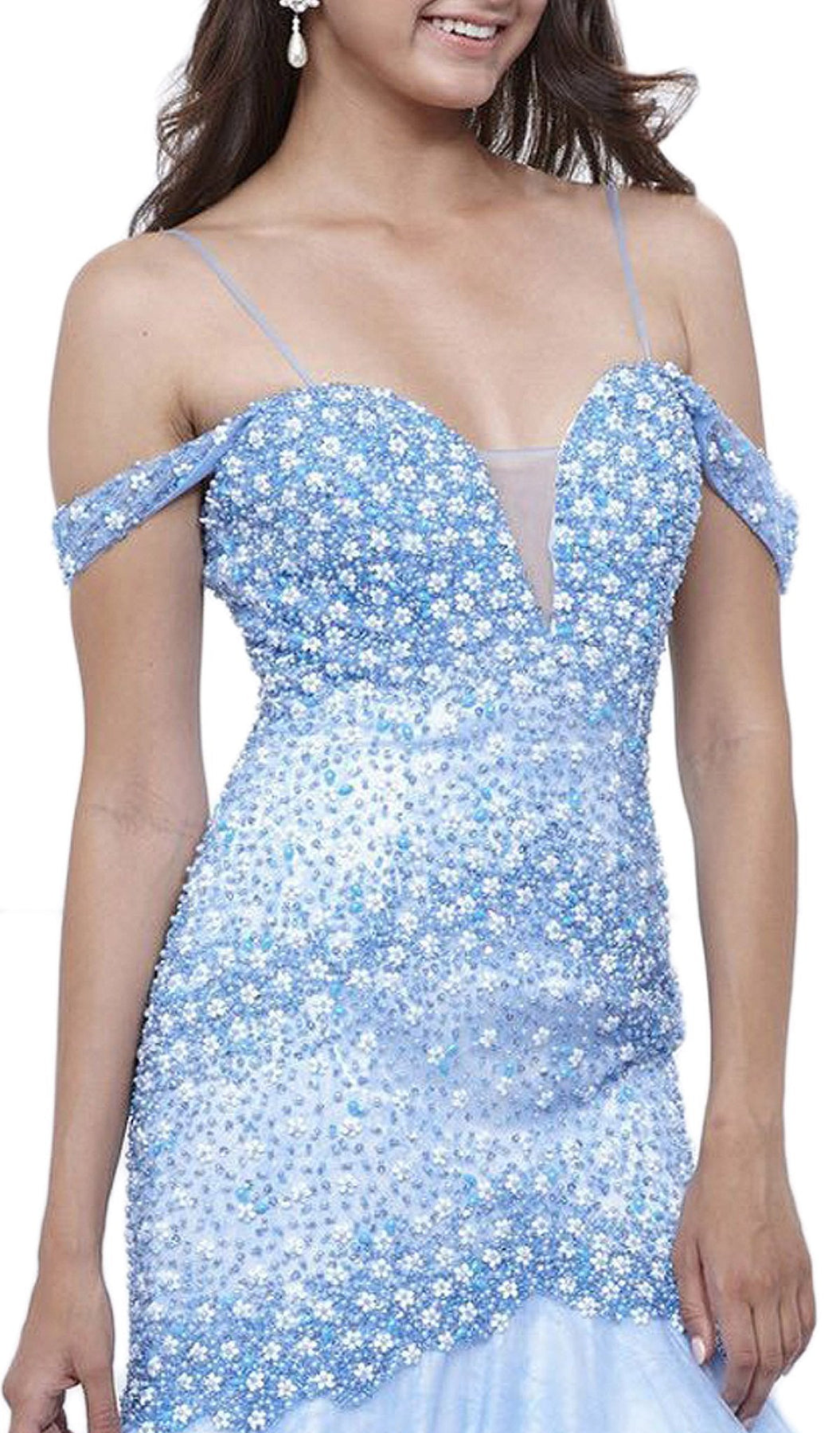 Nox Anabel - 8328 Beaded Off-Shoulder Trumpet Evening Gown Special Occasion Dress
