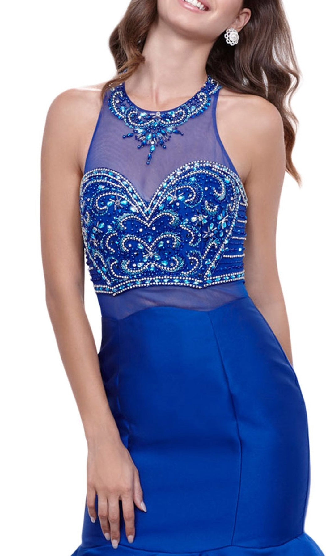 Nox Anabel - 8332 Sleeveless Halter Neck Beaded Long Mermaid Dress Special Occasion Dress