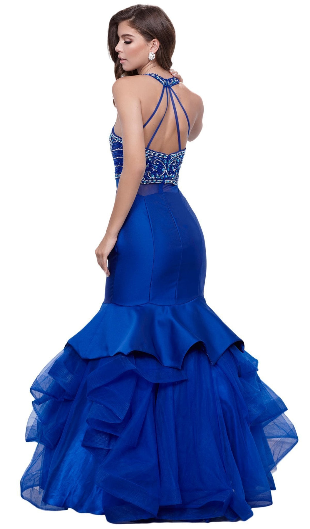 Nox Anabel - 8332 Sleeveless Halter Neck Beaded Long Mermaid Dress Special Occasion Dress
