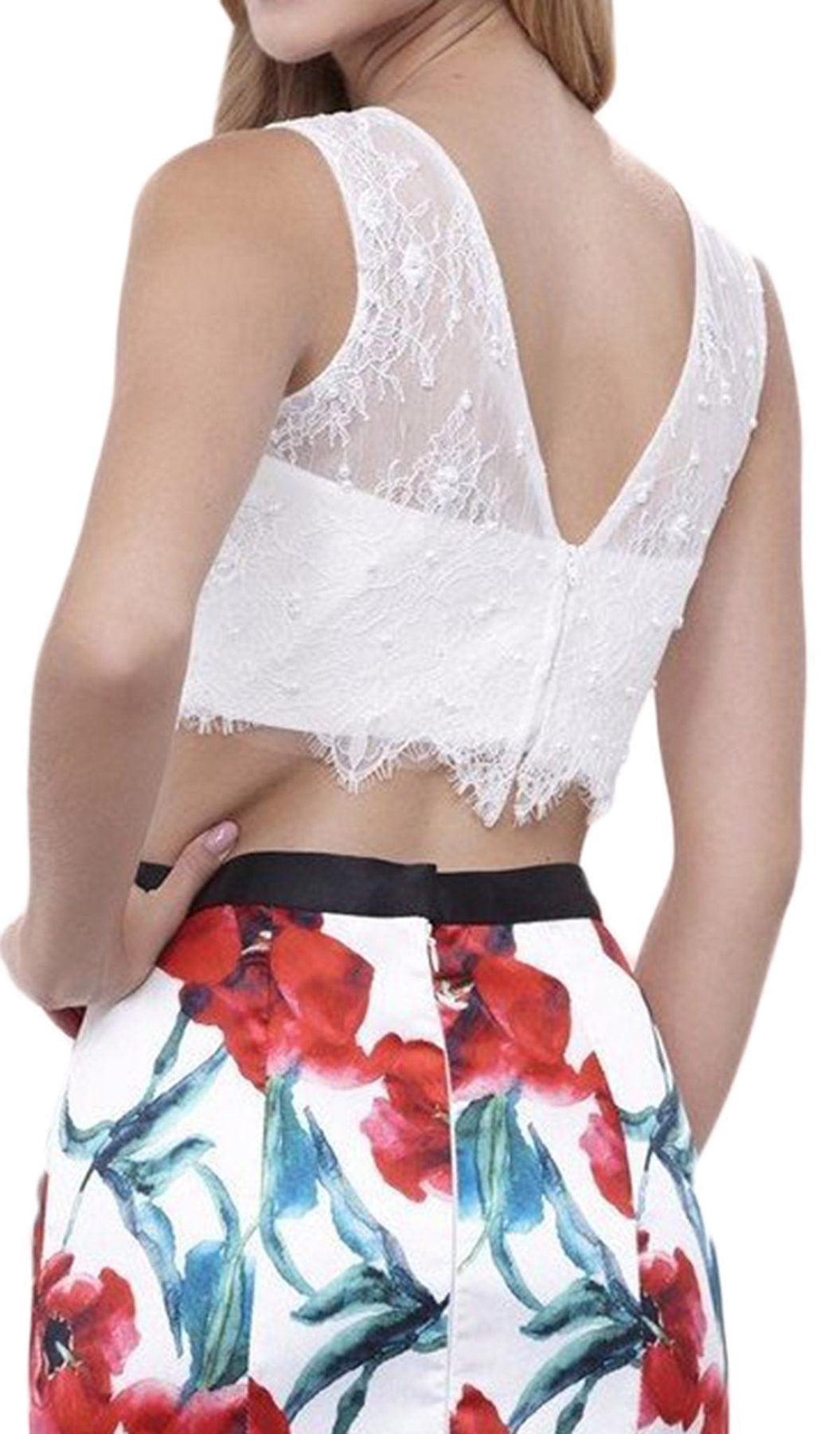 Nox Anabel - 8342 Sleeveless Lace Floral Trumpet Evening Dress Special Occasion Dress