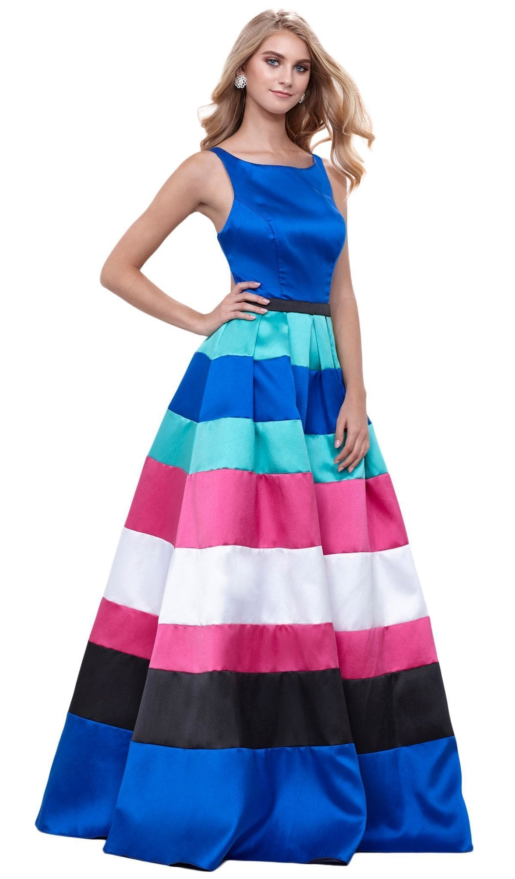 Nox Anabel - 8350 Long Sleeveless Mikado Evening Dress Special Occasion Dress XS / Multi