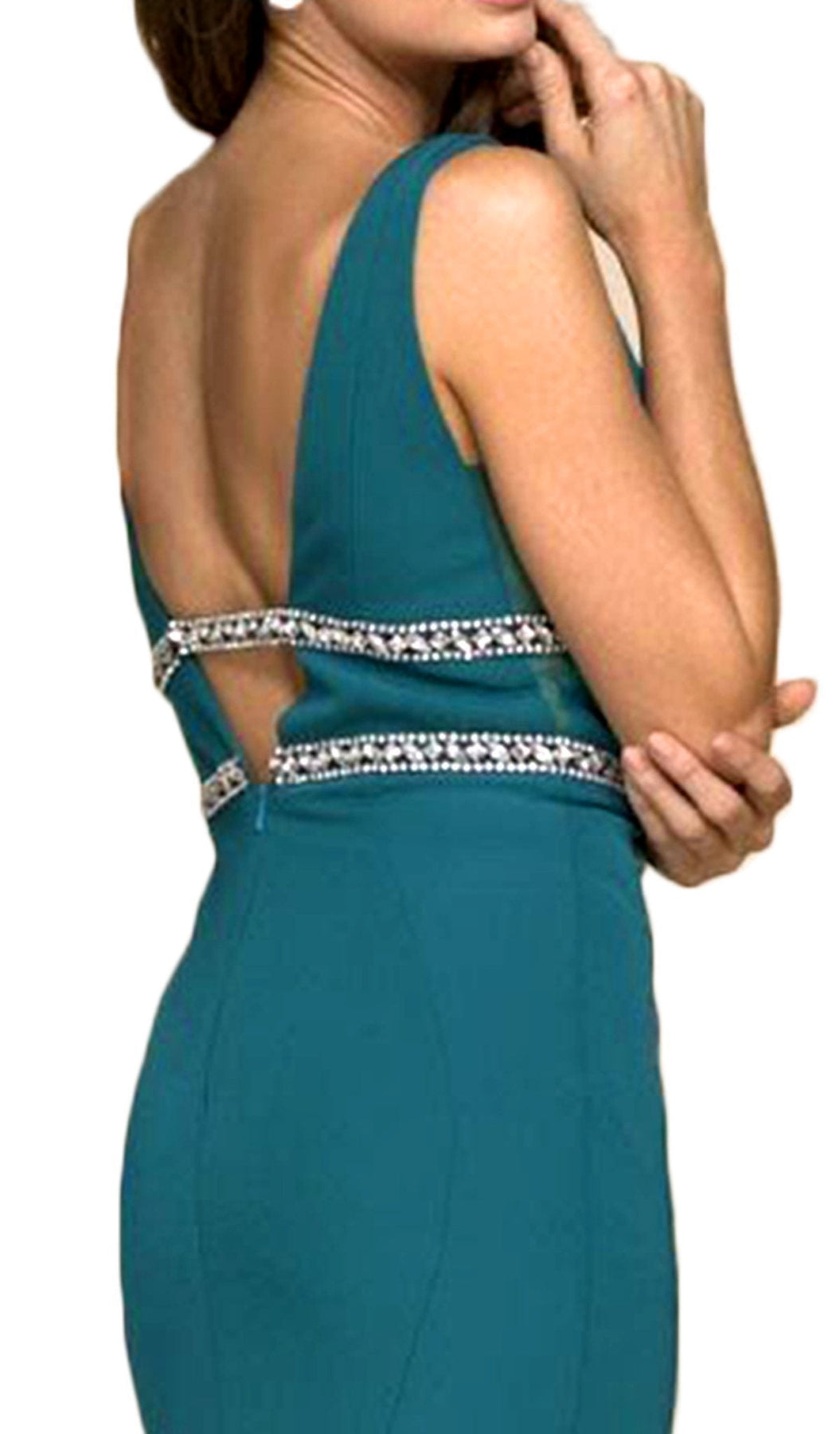 Nox Anabel - A076 Sleeveless Jewel-Banded V-Neck Mermaid Gown Special Occasion Dress