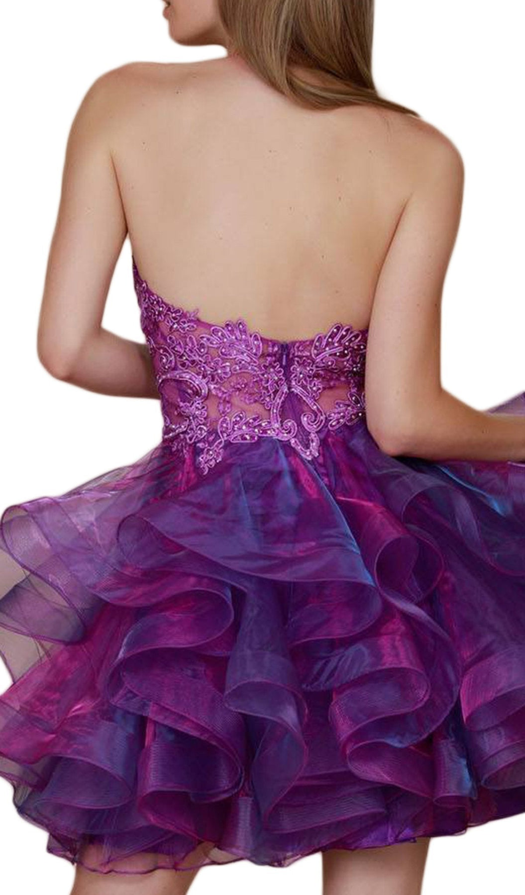 Nox Anabel - A610 Embroidered Halter Tiered A-line Dress Special Occasion Dress