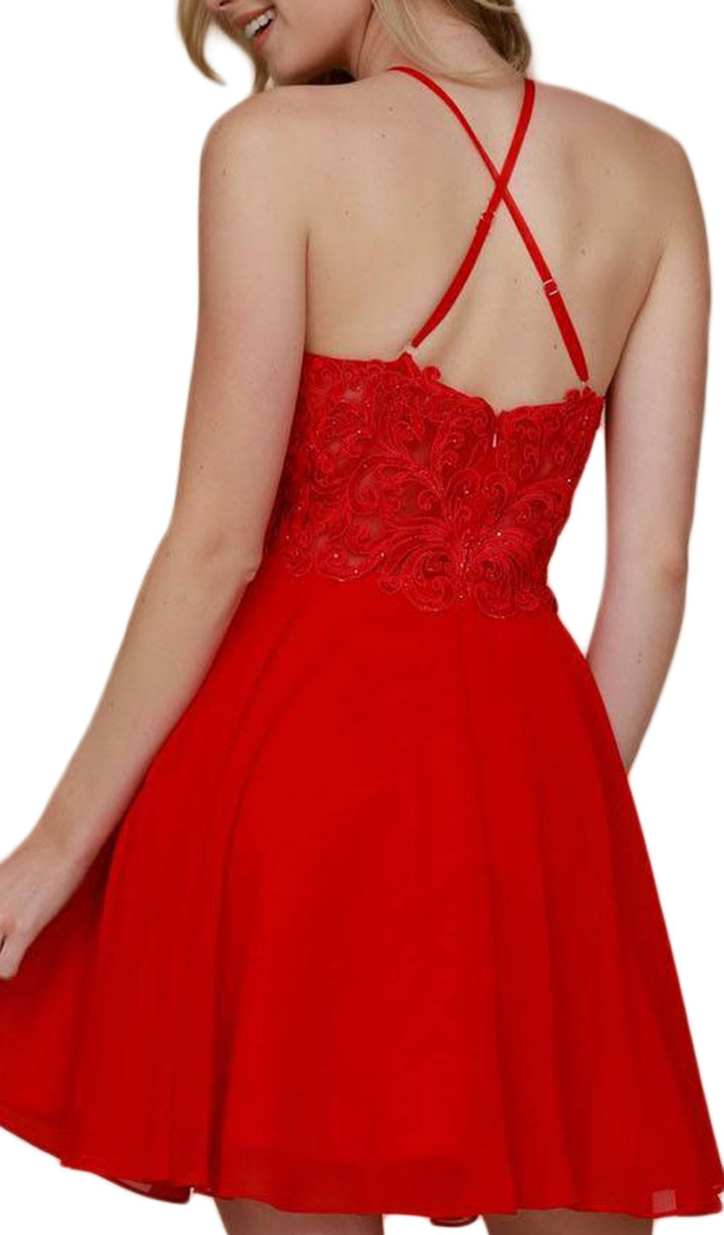 Nox Anabel - A615 Embroidered Halter Neck Chiffon A-line Dress Special Occasion Dress