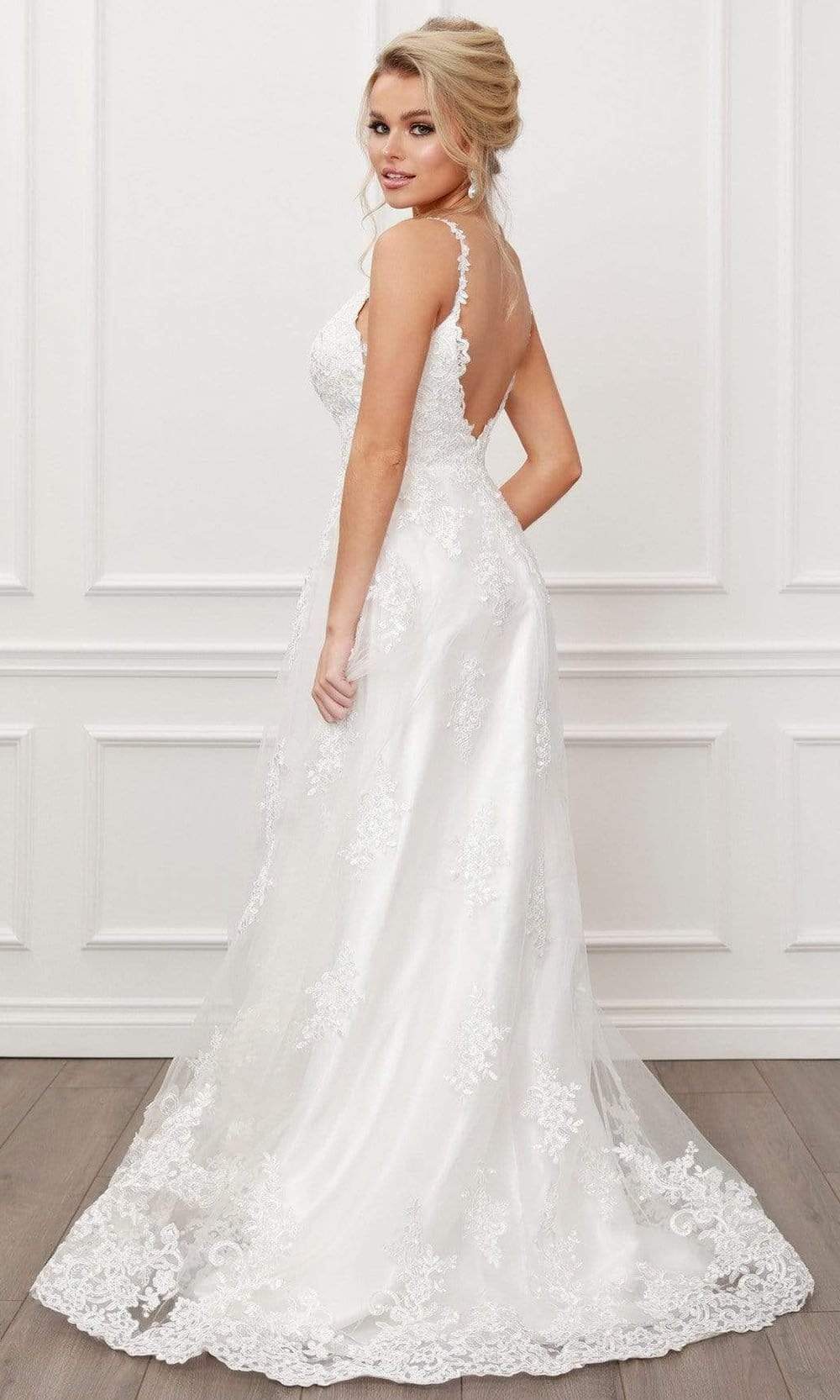 Nox Anabel - C461 Lace Applique Long A-Line Wedding Gown Wedding Dresses