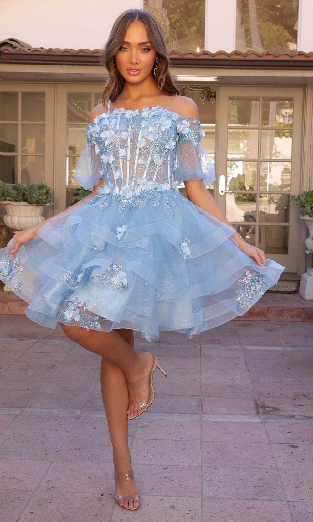 Nox Anabel H1360 - Off Shoulder Ruffle Evening Dress Special Occasion Dresses