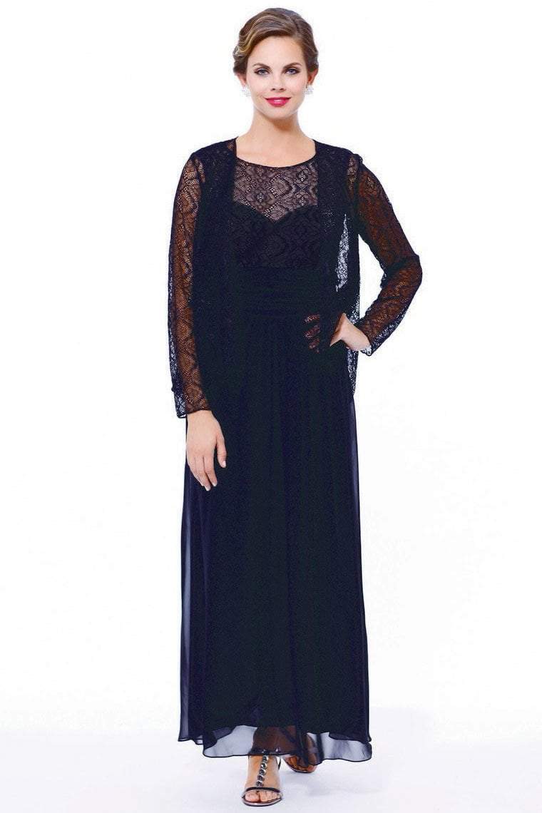 illusion dress black and blue Mac Duggal Blue Embellished Illusion High Neck Long Sleeve Fit & Flare Dress  Black #67007