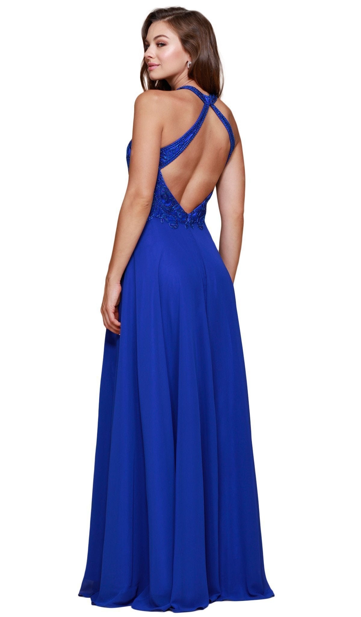 Nox Anabel - J117 Embroidered Halter Chiffon A-line Dress Special Occasion Dress