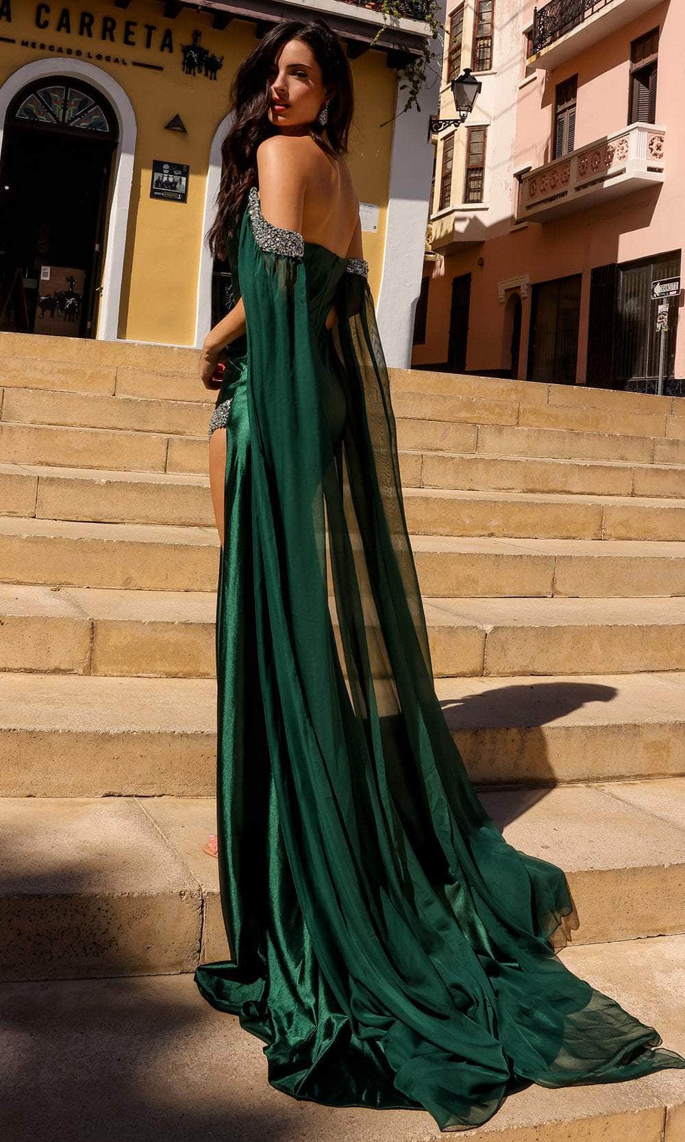 Nox Anabel R1312 - Sheer Cascade Sheath Prom Dress Special Occasion Dresses