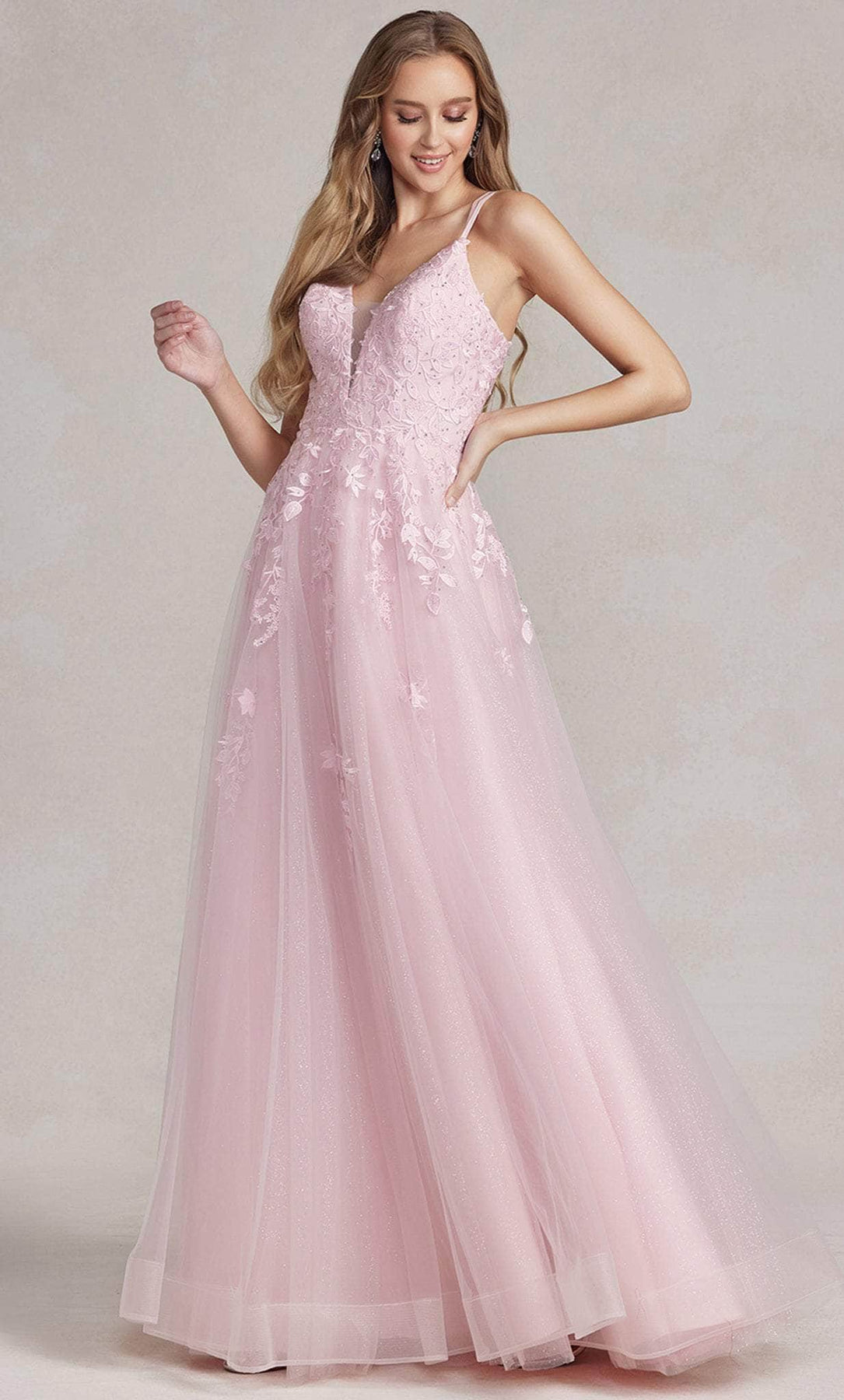 Nox Anabel T1136 - Plunging V-Neck A-line Dress Prom Dresses