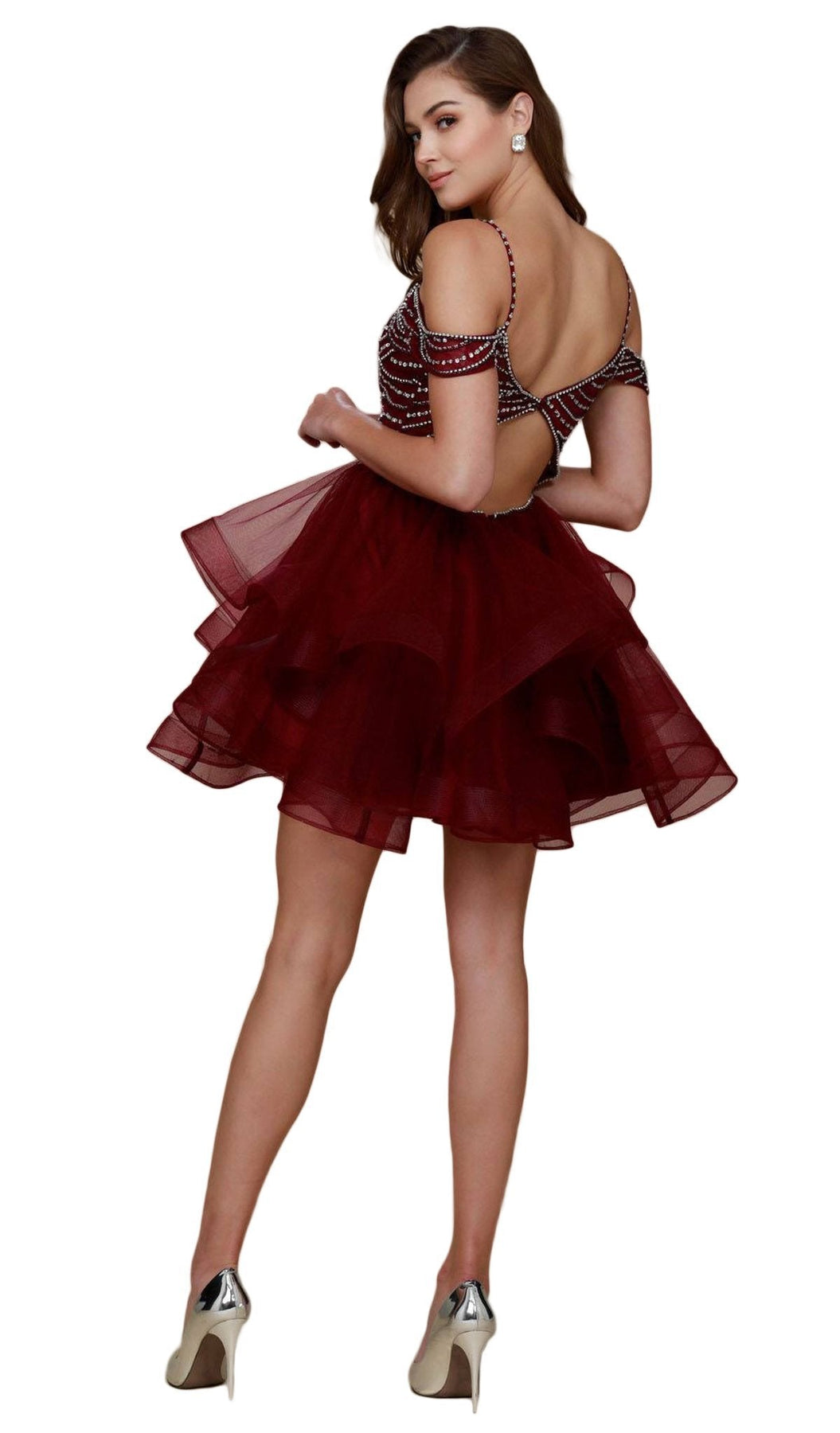 Nox Anabel - T668 Beaded Tiered A-Line Cocktail Dress Special Occasion Dress