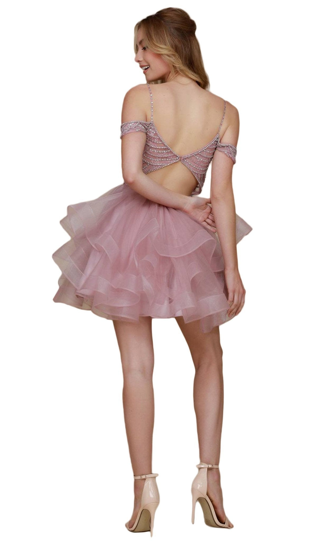 Nox Anabel - T668 Beaded Tiered A-Line Cocktail Dress Special Occasion Dress