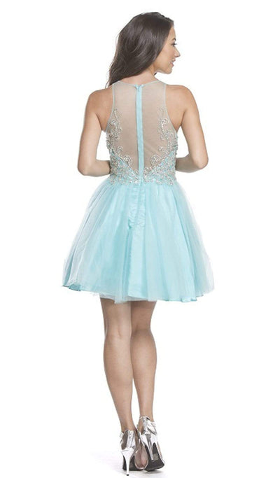 Ornate Sheer Halter A-line Homecoming Dress Homecoming Dresses