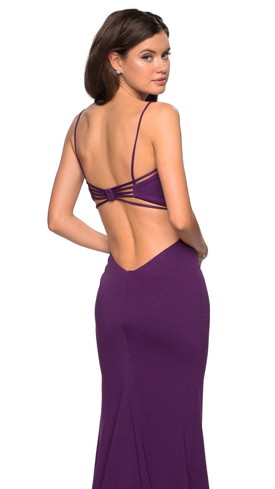 La Femme - 27516SC Stappy Bandeau Detailed High Slit Dress