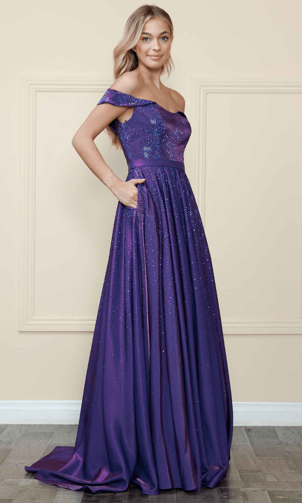 Poly USA 8890 - Cap Sleeve A-Line Gown