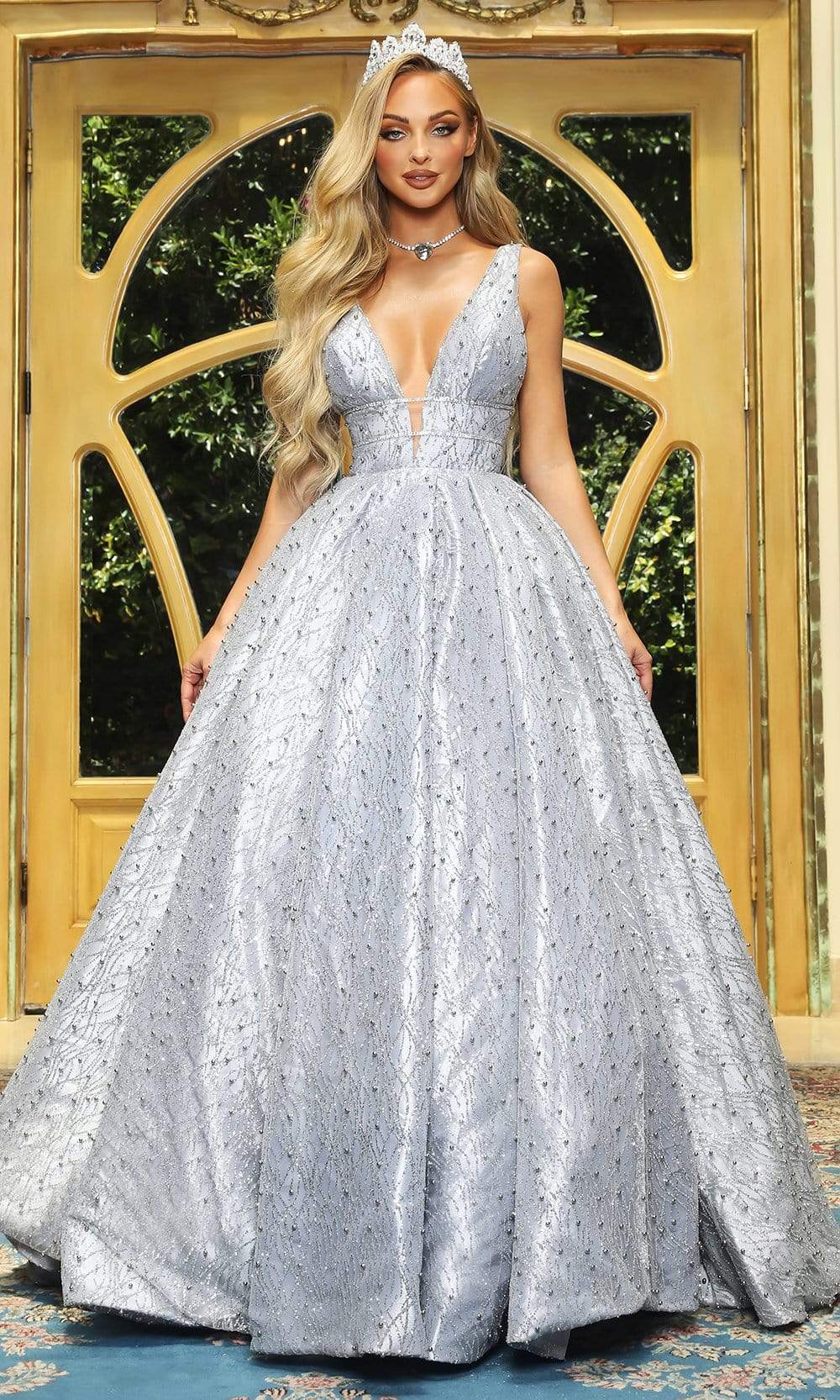 scarlett silver dress Portia and Scarlett PS24896C Strapless Embellished Dress