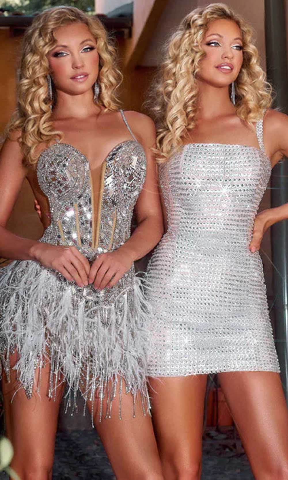 Portia and Scarlett PS23551C - Plunging Fringed Homecoming Dress Special Occasion Dress